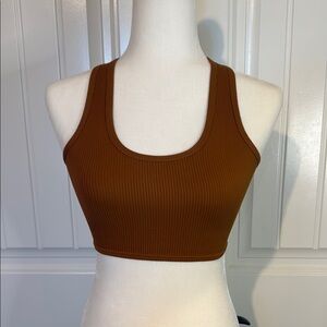 Free People Brown Ribbed Sports Bra XS